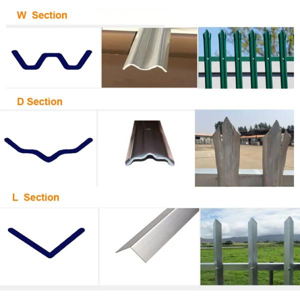 Black Powder Coating Steel Metal Palisade Fence Hot Dip Galvanized