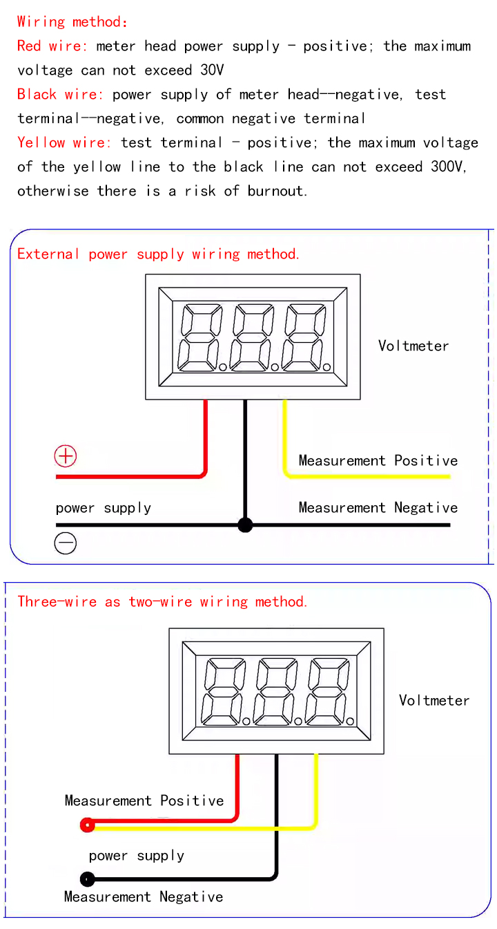 DC 0-300V 0-200V LED Digital Voltmeter & Ammeter Meter Dual Meter for Voltage & Current Measures Temperature AC Power Supply