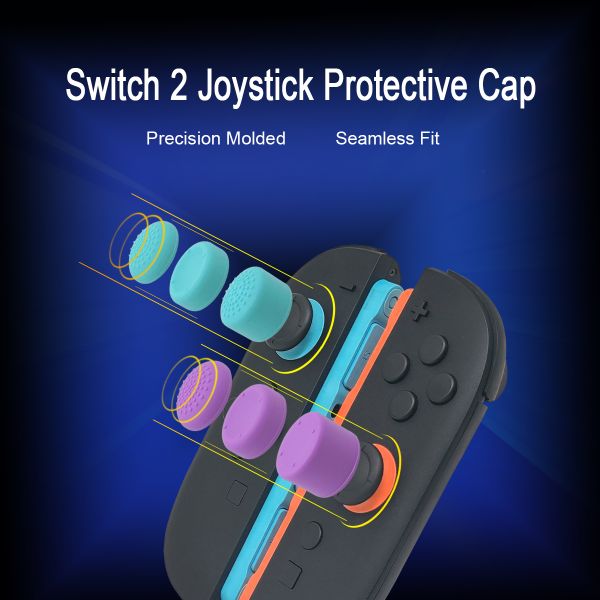 8 in 1 Silicone Thumb Caps with 3 Height Options for Ultimate Control New Colors for Nintendo Switch 2 Thumb Grip Kit