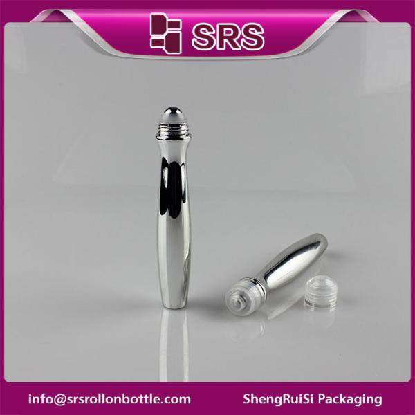 SRS packaging plastic 15ml silver color PETG roll on bottle with steel ball