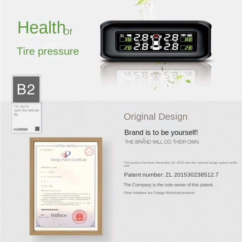 New Condition JYS TPMS S5 Car TPMS Tire Pressure Monitor Built-In External Wireless Solar Sensor Universal Fitment 1 Year