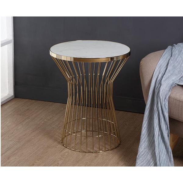 Inspire Q Cyril Metal Drum Coffee Table Frosted Glass Top For Living Room