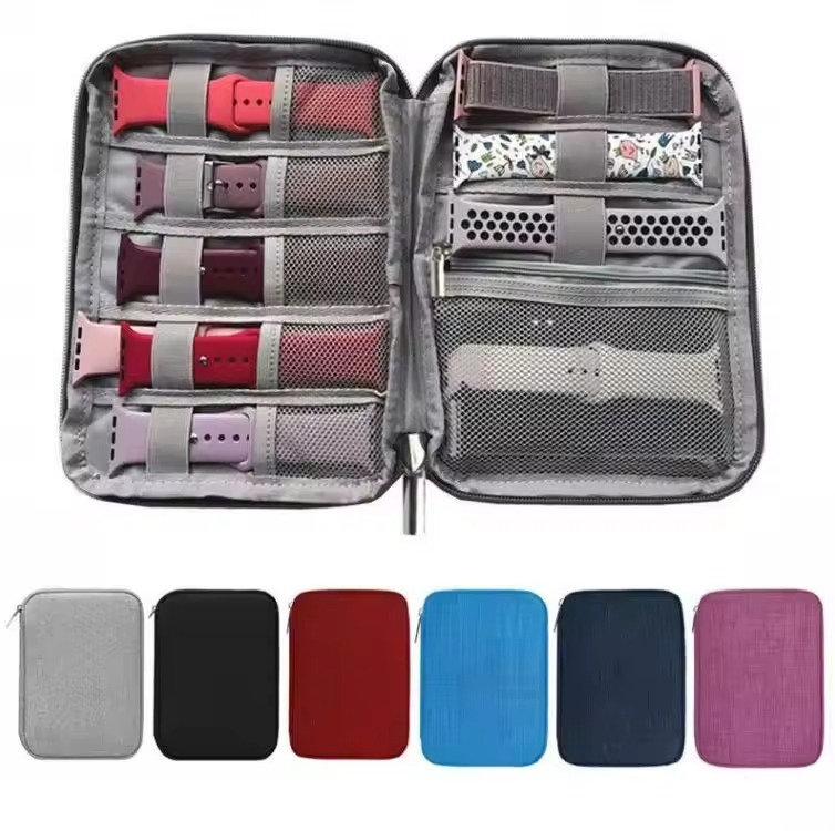 Laudtec Nylon Zipper Watch Strap Holder Bags Storage Case Custom Logo Portable Travel Simple Business Watch Bands YXJ40 Wholesale OEM/ODM/Private Label