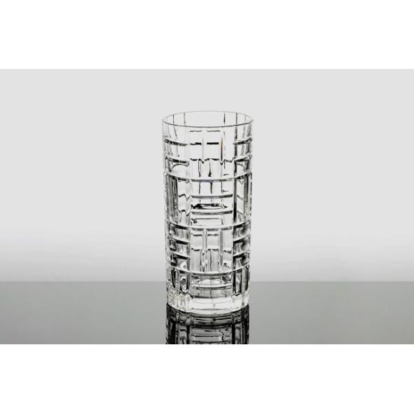 Plaid Glass Drinking Cups 340ml Lead Free 12 Ounce Crystal Tall Highball Glasses