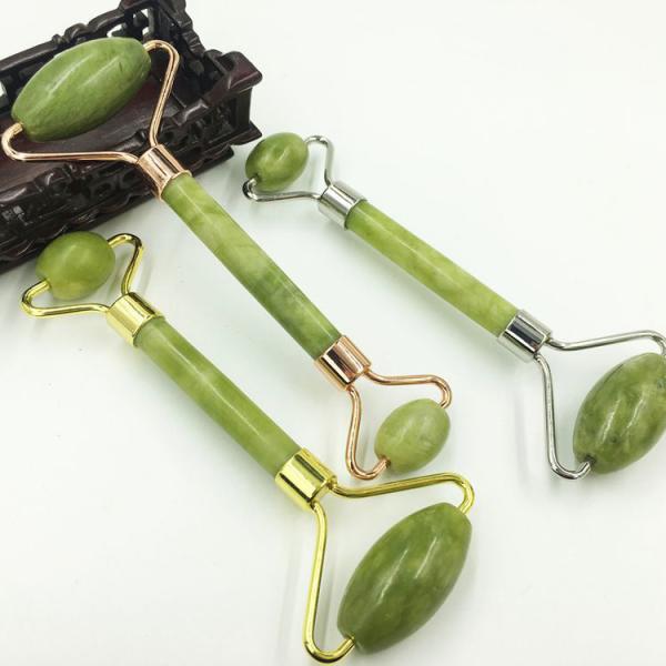 Integrated Zin Alloy Frame Anti Aging Custom Logo Facial Massage Therapy Jade Roller