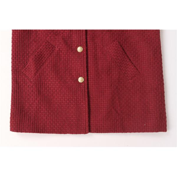 Stockpapa Autumn Winter Ladies Knit Burgundy Longline Blazer