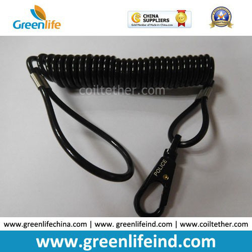 Police Using Black Strong Safe Spring Hook Coil Lanyard