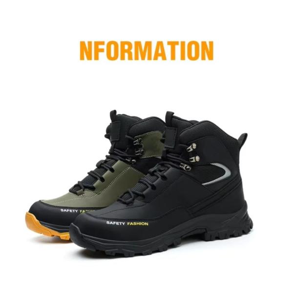 Black Green Non Slip Safety Boots Microfiber Leather Security Work Shoes