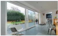 Porte coulissante en PVC en plastique intérieur pour balcon avec double verre trempé unique