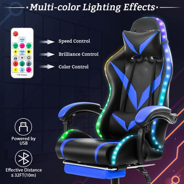 Mail packing Ergonomic RGB Gaming Chair with Massage and Led Lights Swivel Chair Style
