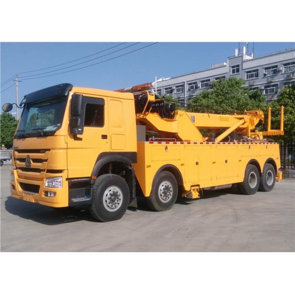 HOWO 12 Wheeler 50 Ton Tow Truck , 360 Degree Rotating Flatbed Tow Truck