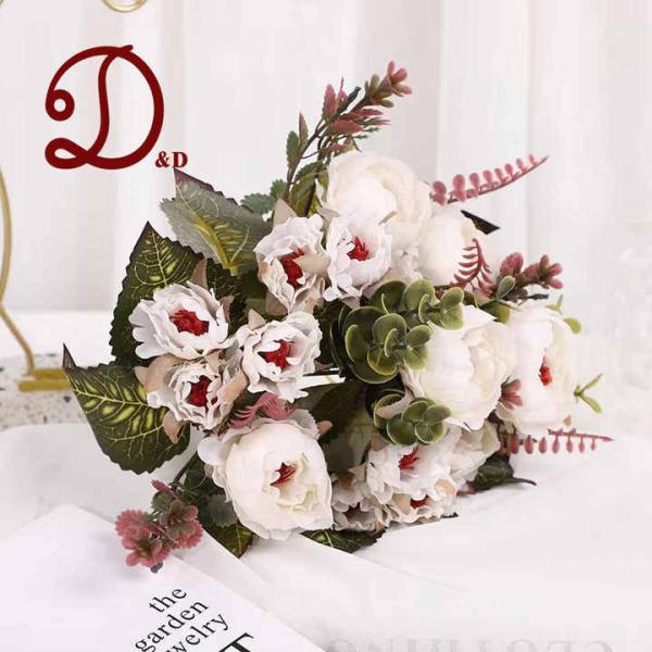 Wholesale High Quality Natural-like Peony Clove Artificial Flower bunch Wedding Simulated Rose Flowers Plants for Decoration