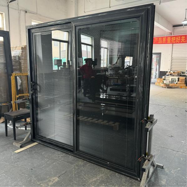 thermal break Alumimum Sliding Glass Door manual roller shutter double tempered glass