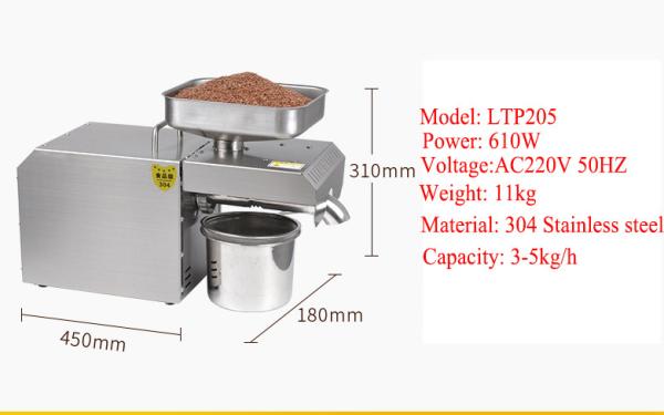 3 - 5 Kg/H dirigem a máquina do expulsor do óleo da máquina da imprensa de óleo com garantia de 1 ano