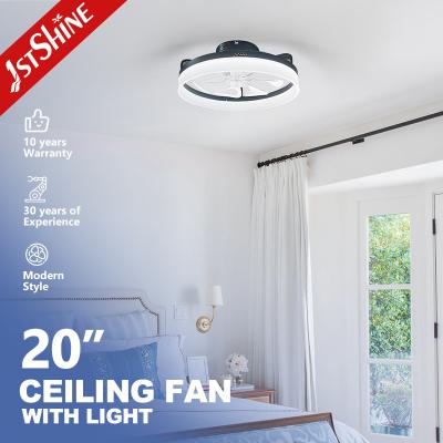 Lâmpadas de plástico ABS transparente 20 polegadas ventilador de teto com luz LED e design de montagem flush