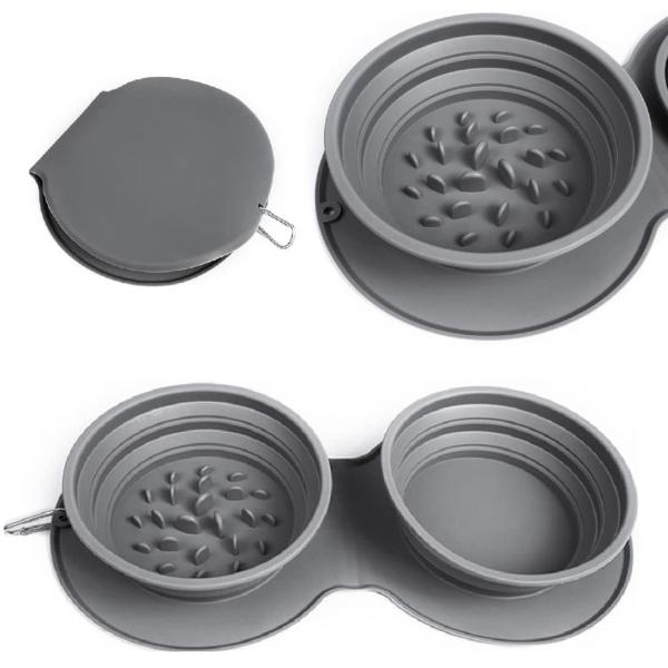 Циновка силикона шара любимца складного медленного фидера шара собаки перемещения двойная