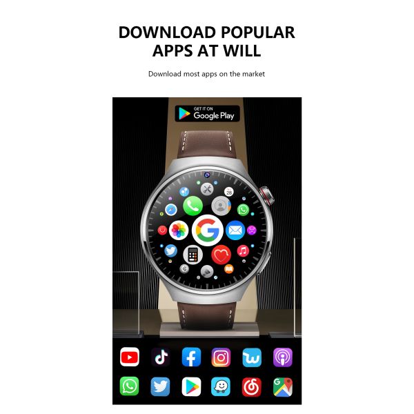 Eraysun 4G Smartwatch GPS NFC Amoled Screen Dual Camera Video Call Play Store Google Apps IP67 2+16GB Android B14 Smart Watches