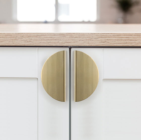 Gold Brass Half Moon Round Furniture Handles Kitchen Cupboard Cabinet Door Knobs Dresser Pulls Knobs for Wardrobe Door Hardware