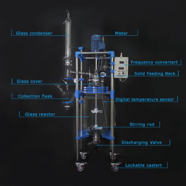 10L 20L 50L Jacketed Glass Reactor Glass & Stainless Steel Reactor