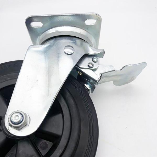 200mm  8 Inch Rubber Caster Wear Resistance For Junk Box