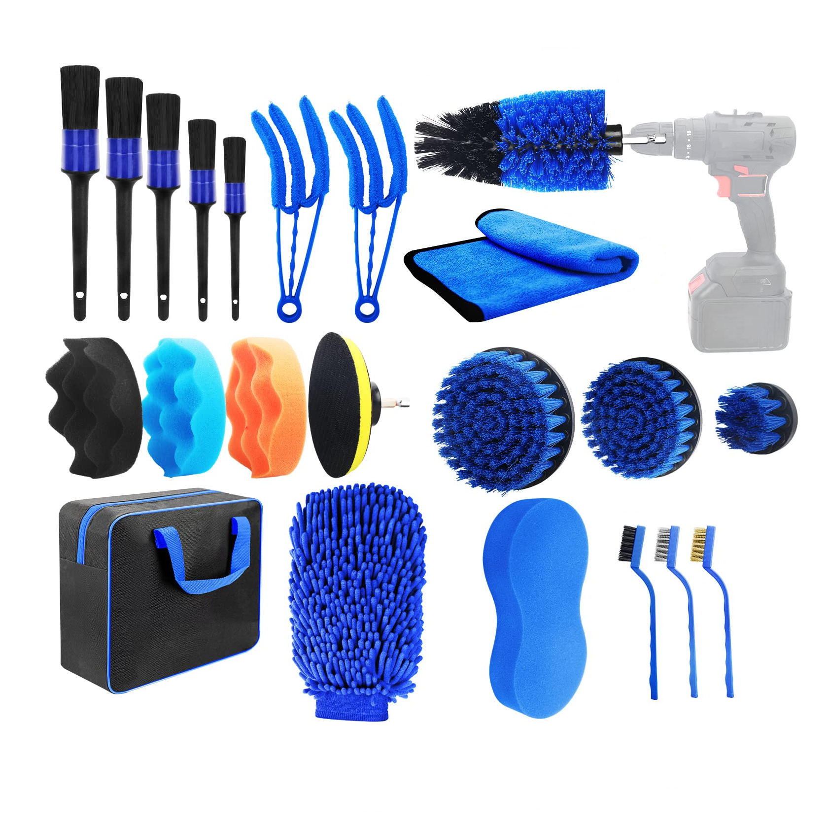 Car Brushes For Detailing 22 шт. Автомобильный сверлочистка чистый щетка прикрепление для автомобильных колес шины внутренней стирки