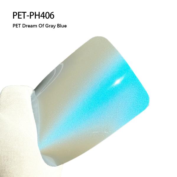 PET-PH406 PET Dream Of Gray Blue 7.5mil Changing Color Film Dimensional Stability