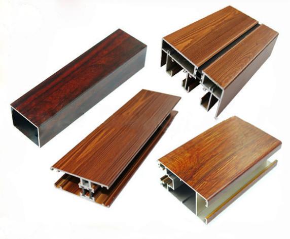 Low Pollution Aluminum Window Frame Profile Wood Finish For Decoration