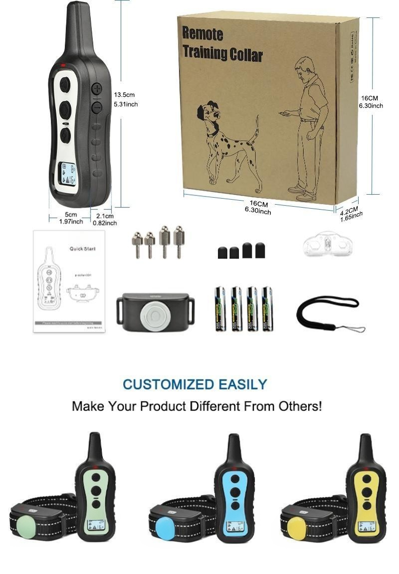 Waterproof Rechargeable Electric Dog Shock Collar Smart Pet Training Supplies with 3 Safe Modes Made of Plastic and Nylon