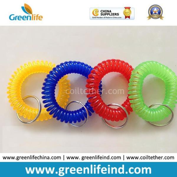 Expandable Round Various Color Coil Key Holders Safety Wrist Cord