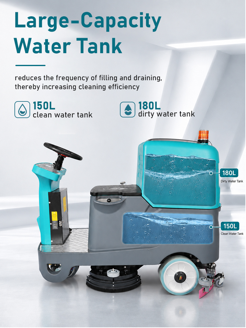 Electric Heavy Duty Industrial Floor Cleaner Machine Cold Water Cleaning Ride on Floor Scrubber Machine