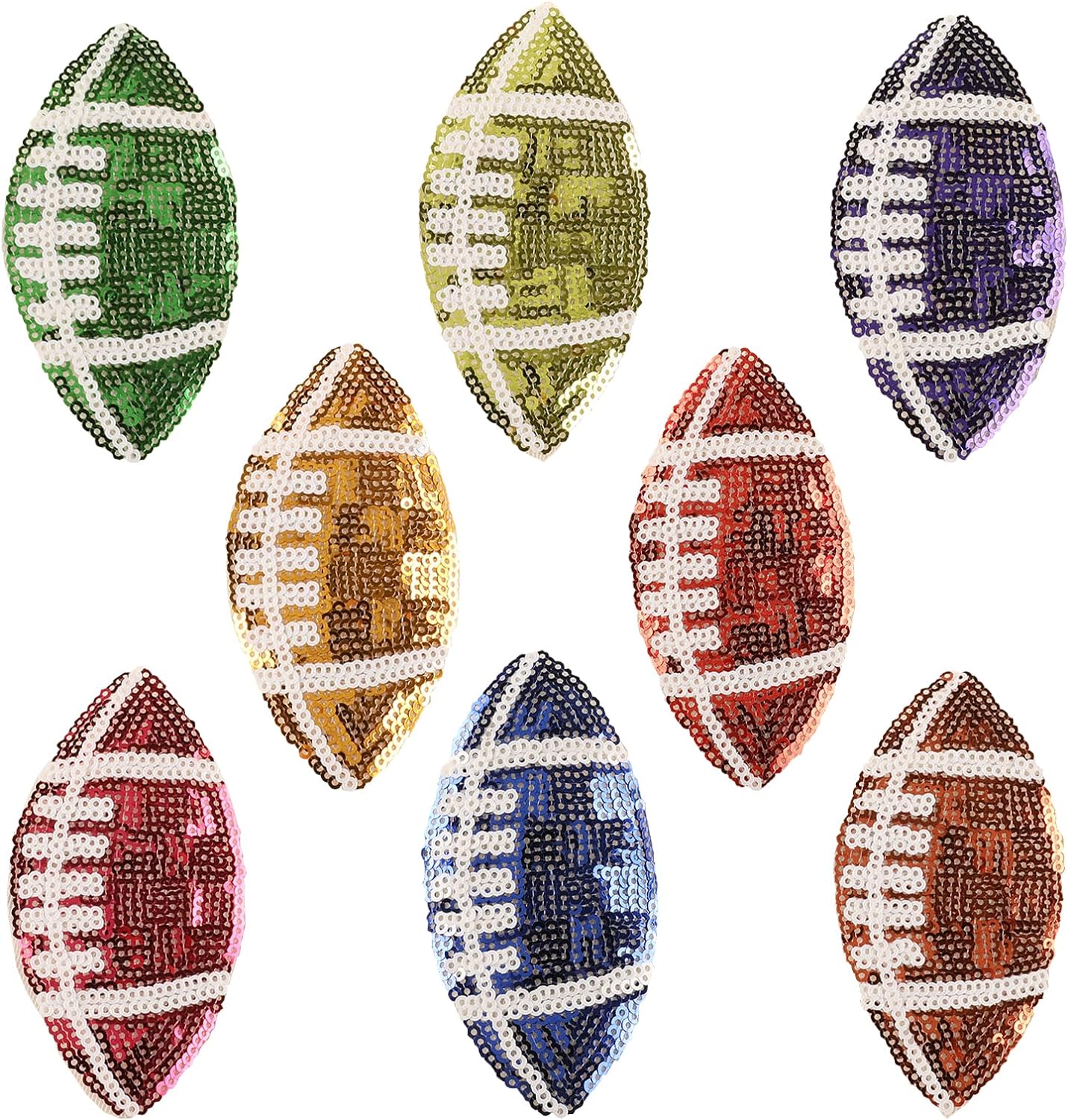 Brown Sequin Football Patch for Clothing & Bags Custom Iron-On Embroidered Star Patches With OEM Model DIY Sequin Embellishment