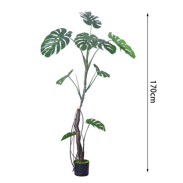 140cm/ 170cm faux monstera plant​ with Aerial Roots | Single Stem Silk Plant | Hotel Lobby Tree | Factory Direct