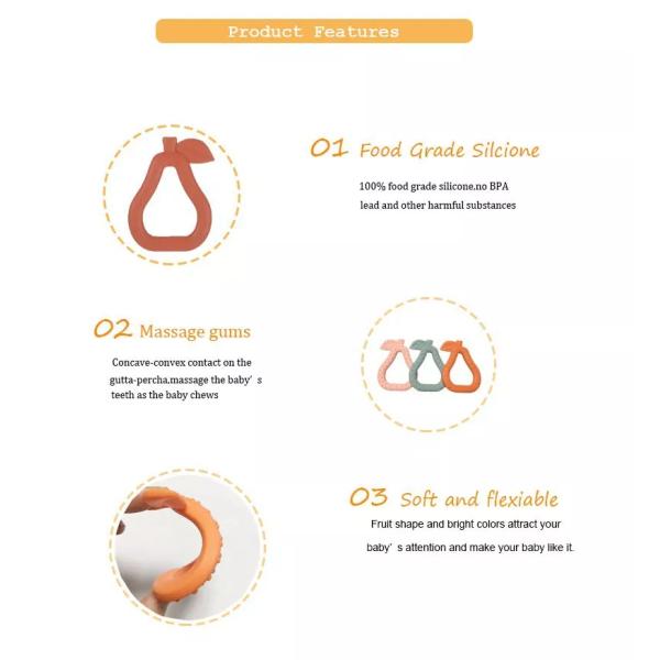 Custom Color Soft Silic Infant Pacifier At Night Pear Shape Infant Teether