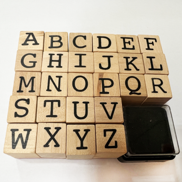 Customization 26pcs Alphabet Letter Stamp Set Wooden Stamps With Ink Pad for Kids Educational