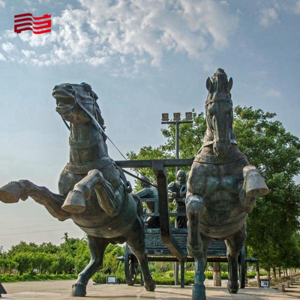 Regional Feature Cast Copper Sculpture of Chinese Bronze Carriage for Urban Landscape