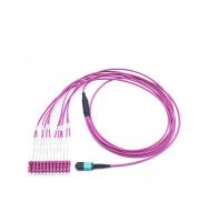 LC MTP/MPO OM4 50/125 material multimodo do cabo de fibra ótica do núcleo da magenta 12 LSZH