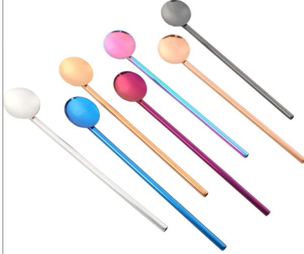 Food Grade Reusable Stainless Steel Straws With Spoon Customized Size