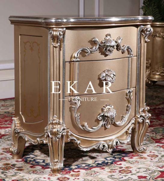 Master bedroom furniture Antique Bedside Table Design Luxury Carved Wood Nightstand With Drawer
