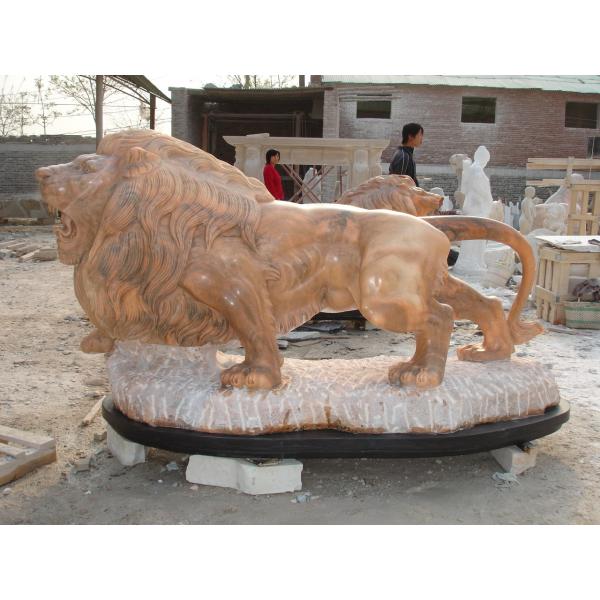 1.8m Travertine Large Lion Garden Ornament Stone Carving Sculpture