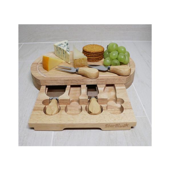 High Durability Bamboo Cheese Board Set 3.5CM Thickness With 4 Cheese Knives