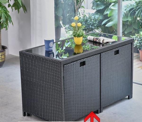 5 Piece Pe Rattan Furniture Dining Tables And Chairs Aluminum Waterproof Outside Patio Lounge Outdoor