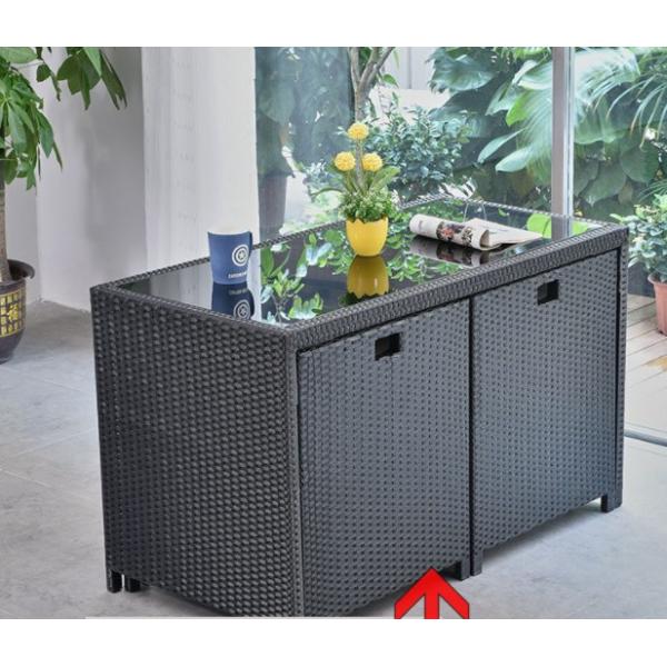 5 Piece Pe Rattan Furniture Dining Tables And Chairs Aluminum Waterproof Outside Patio Lounge Outdoor