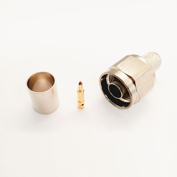 N Type Male Crimp RF Connector Gold-plated Brass for LMR400 Coaxial Cable with DC-6GHz Frequency Range