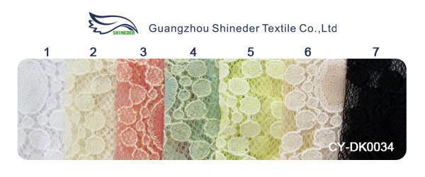 Soft Yellow Cotton Nylon Lace Fabric Dot Floral Knitted For Lace Dress CY-DK0034