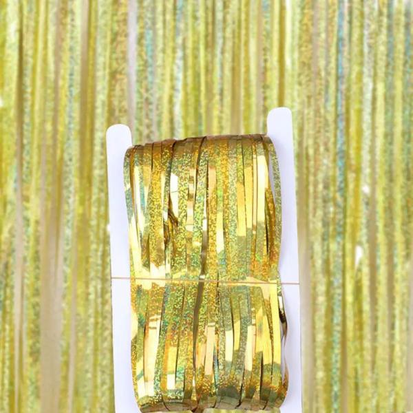6m*3m Gold Foil Fringe Metallic Tinsel Foil Fringe Curtains Festival