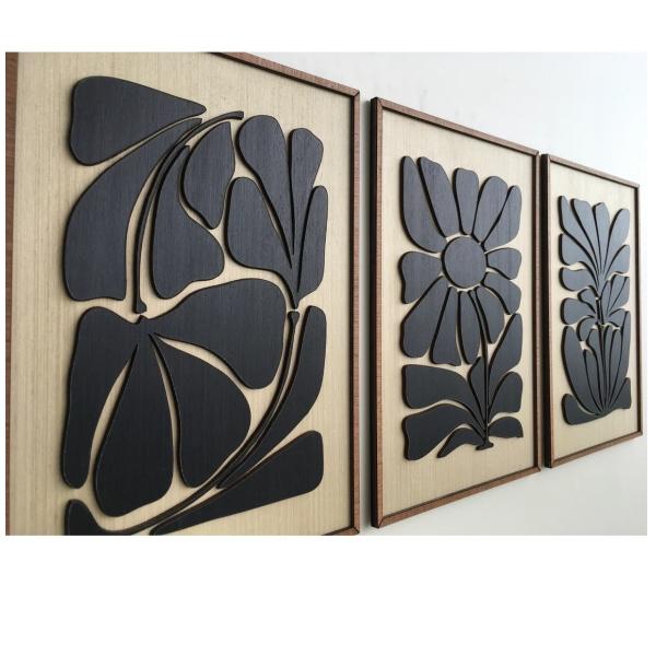 Home Appliance Mid Century Modern Wall Art for Boho Room Leafy Art in Minimal Black and White