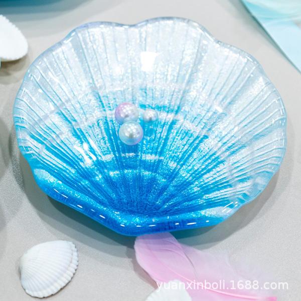 Placa original feito a mão de Shell Glass Tableware Glass Fruit para o casamento