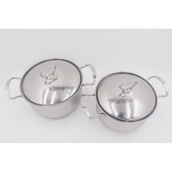 0.7mm 4pcs Stainless Steel Cookware Sets Metal Soup Pot