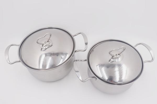 4pcs Cookware set stainless steel soup pot kitchen metal stockpot with steel lid
