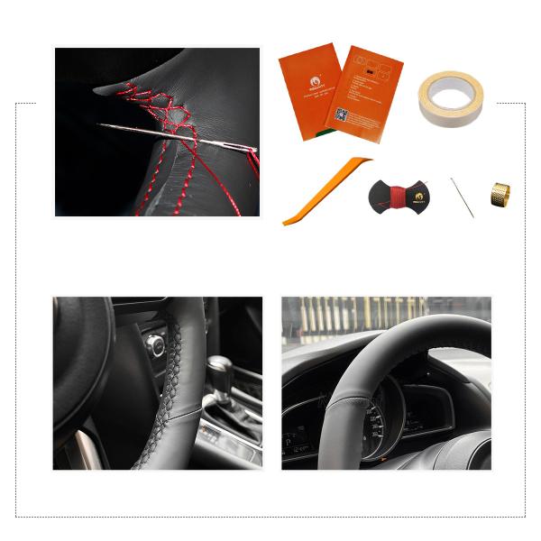 Red Thread Steering Wheel Cover for Mazda 3 Axela 6 Atenza CX-5 CX5 CX9 CX-9 2016 2017 2018 2019